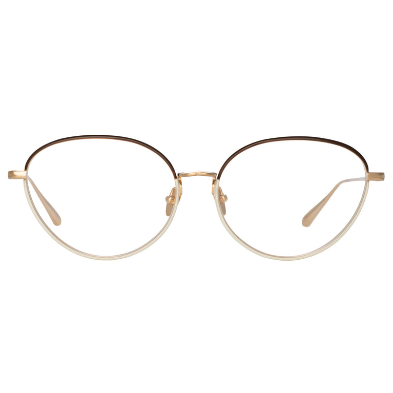 Linda Farrow Regina Cat Eye Optical Frame in Light Gold C2 61