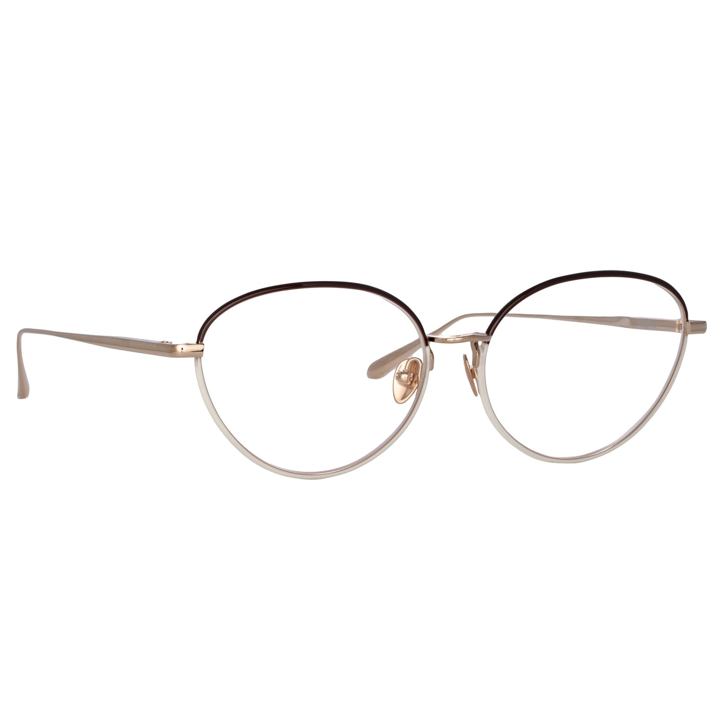 Linda Farrow Regina Cat Eye Optical Frame in Light Gold C2 61