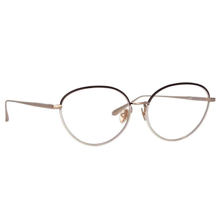Linda Farrow Regina Cat Eye Optical Frame in Light Gold C2 61