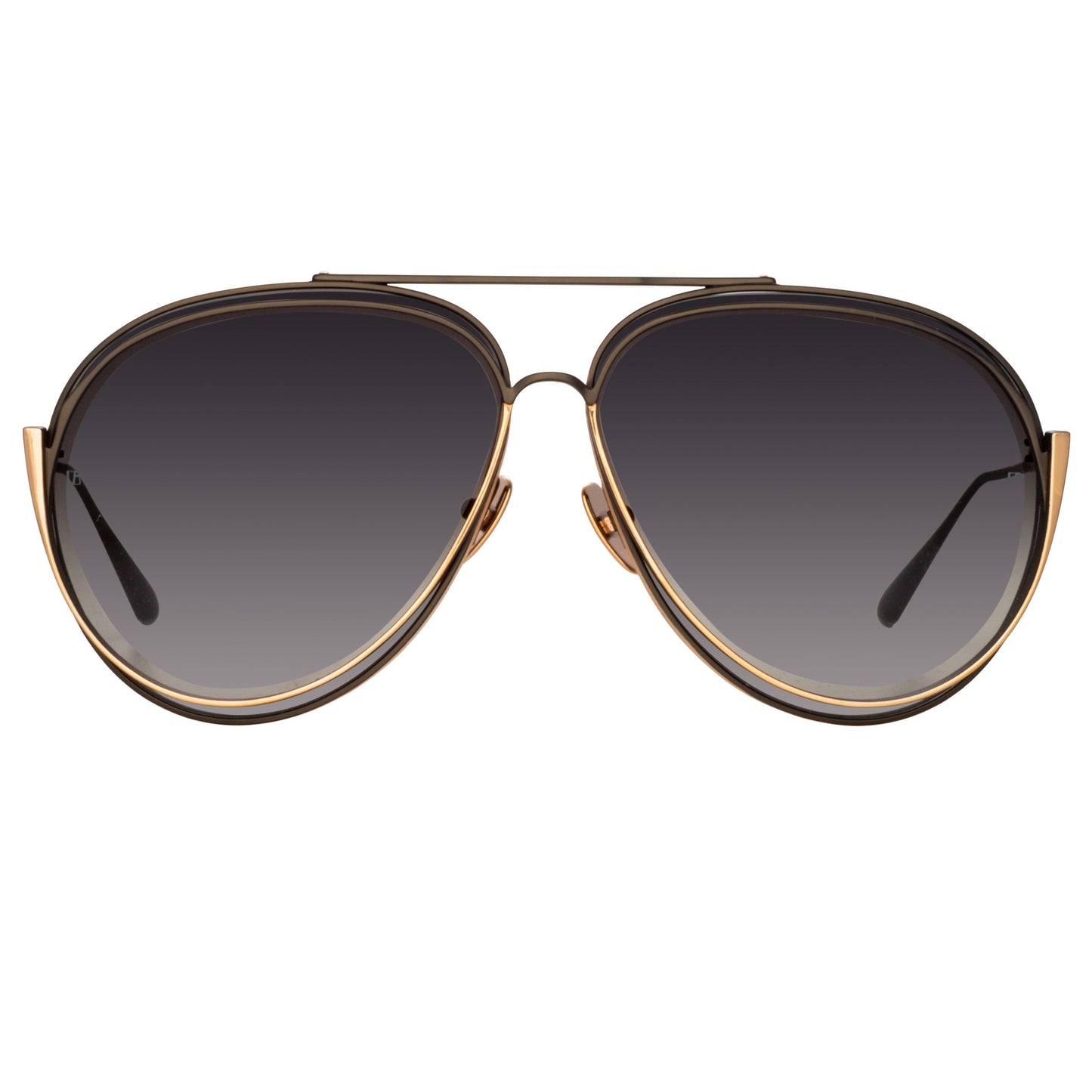 Linda Farrow Francisco Aviator Sunglasses in Nickel C1 66