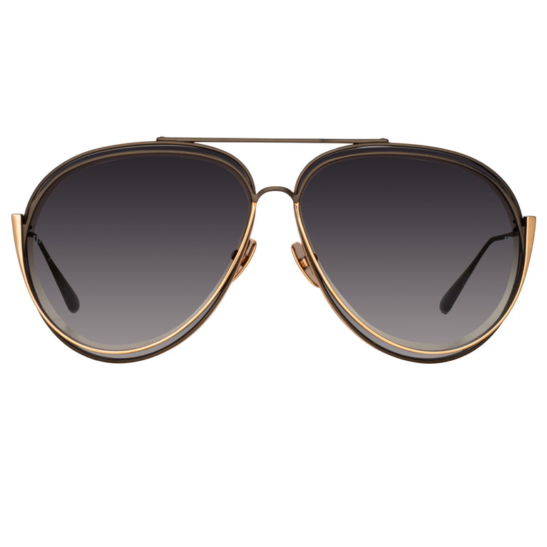 Linda Farrow Francisco Aviator Sunglasses in Nickel C1 66