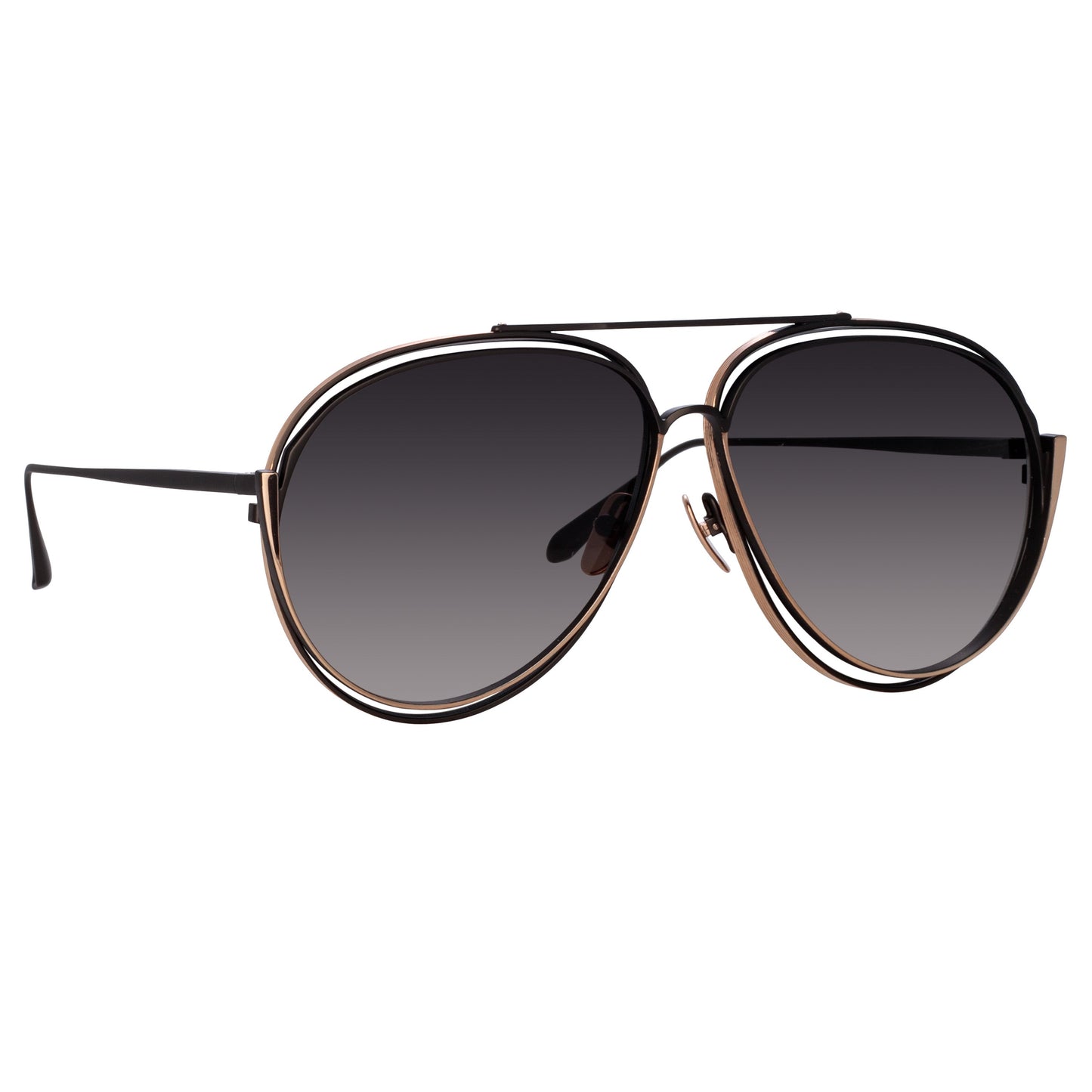 Linda Farrow Francisco Aviator Sunglasses in Nickel C1 66