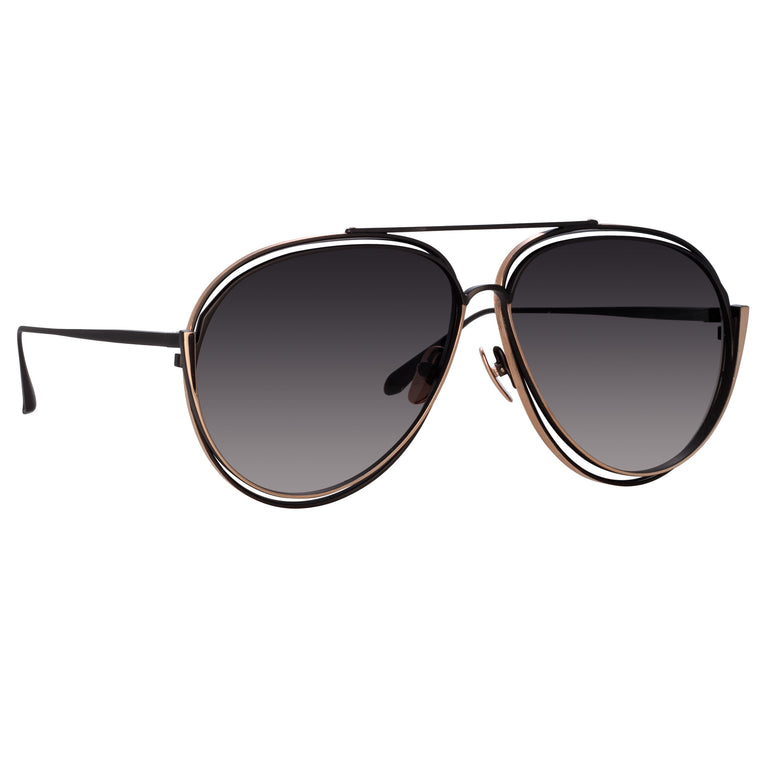 Linda Farrow Francisco Aviator Sunglasses in Nickel C1 66
