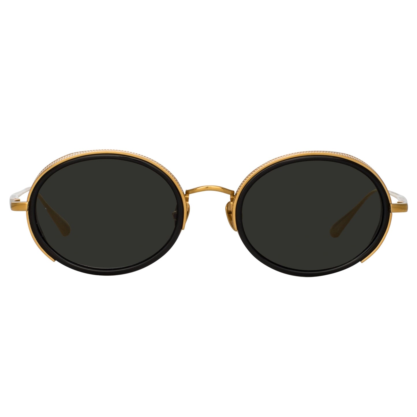 Linda Farrow Finn Oval Sunglasses in Yellow Gold C1