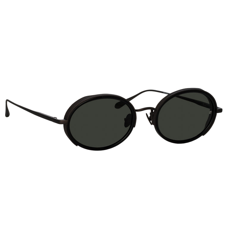 Linda Farrow Finn Oval Sunglasses in Nickel C2 52