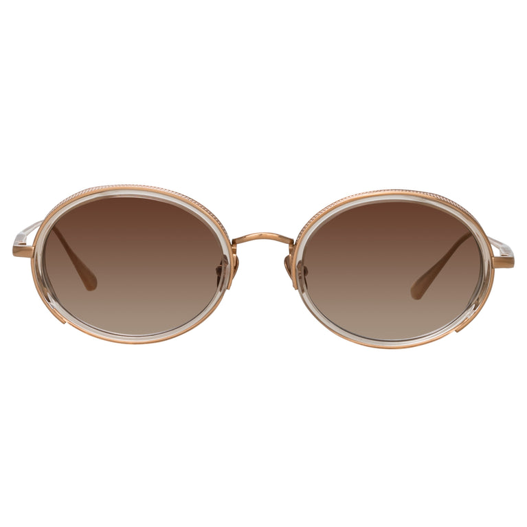 Linda Farrow Finn Oval Sunglasses in Rose Gold C3 52