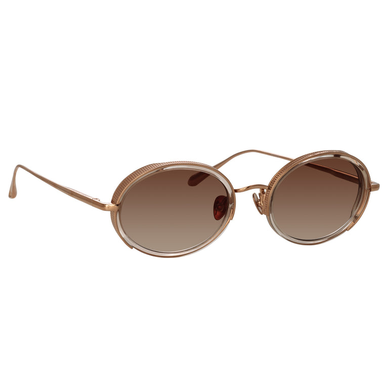 Linda Farrow Finn Oval Sunglasses in Rose Gold C3 52