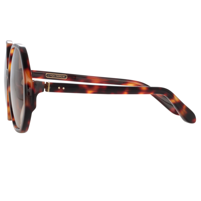 Linda Farrow Paloma Hexagon Sunglasses in Tortoiseshell C2 61