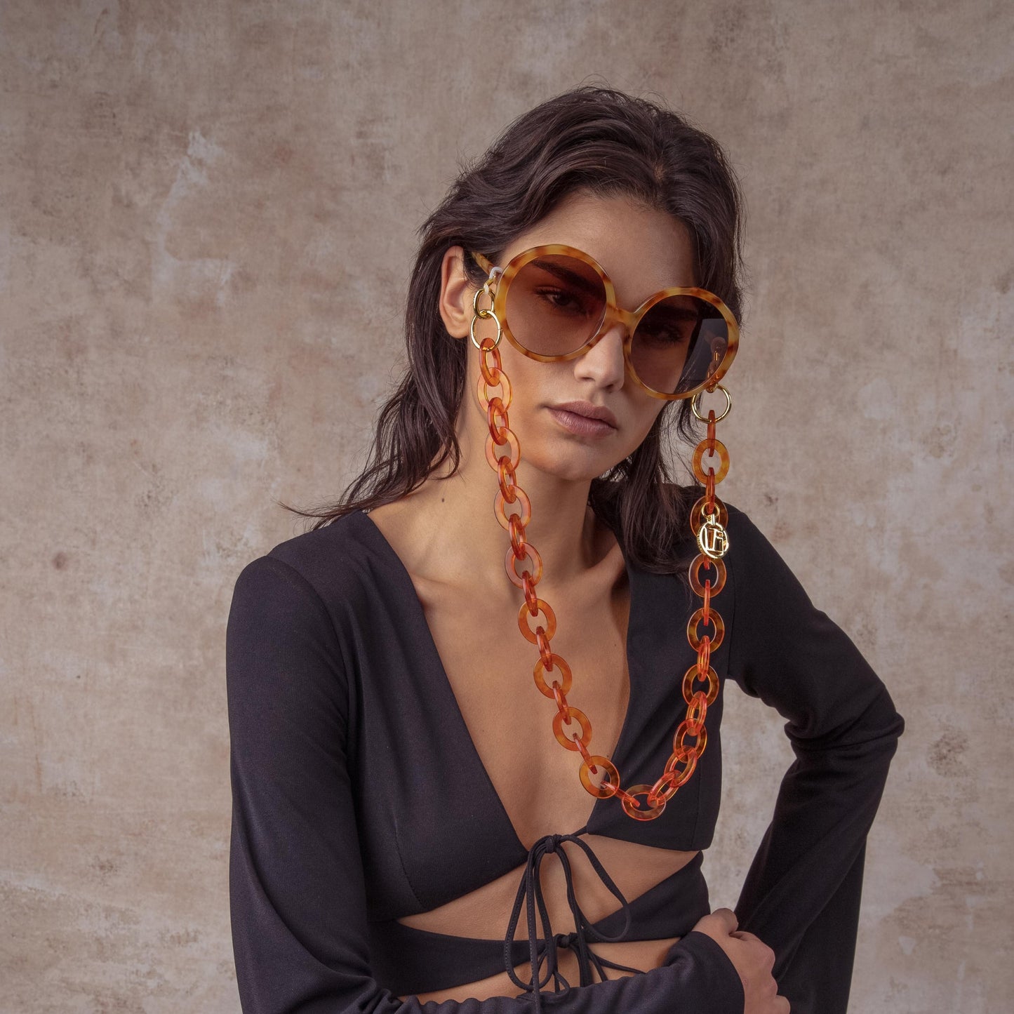 Linda Farrow Paloma Hexagon Sunglasses in Amber C3 61