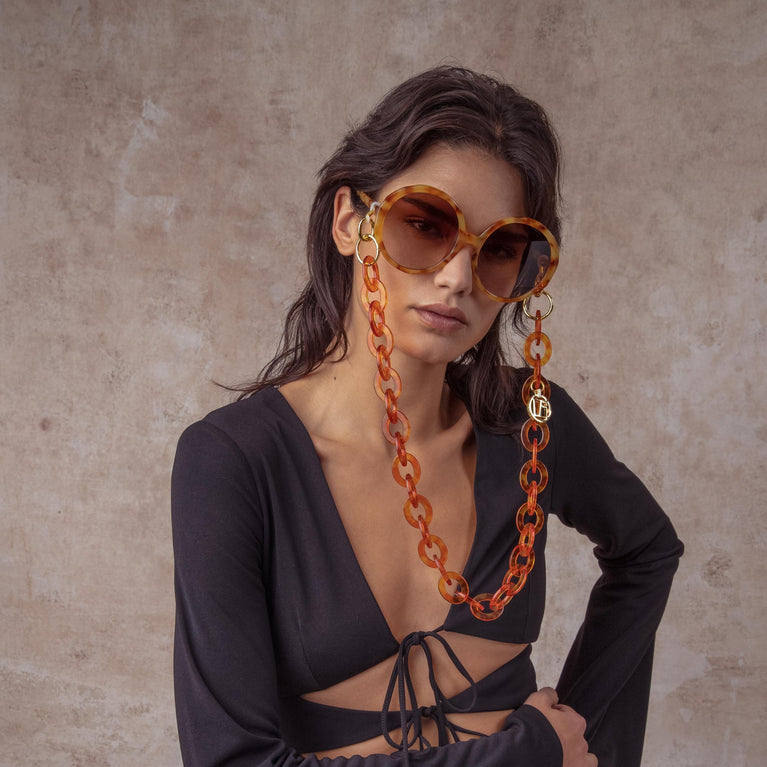 Linda Farrow Paloma Hexagon Sunglasses in Amber C3 61