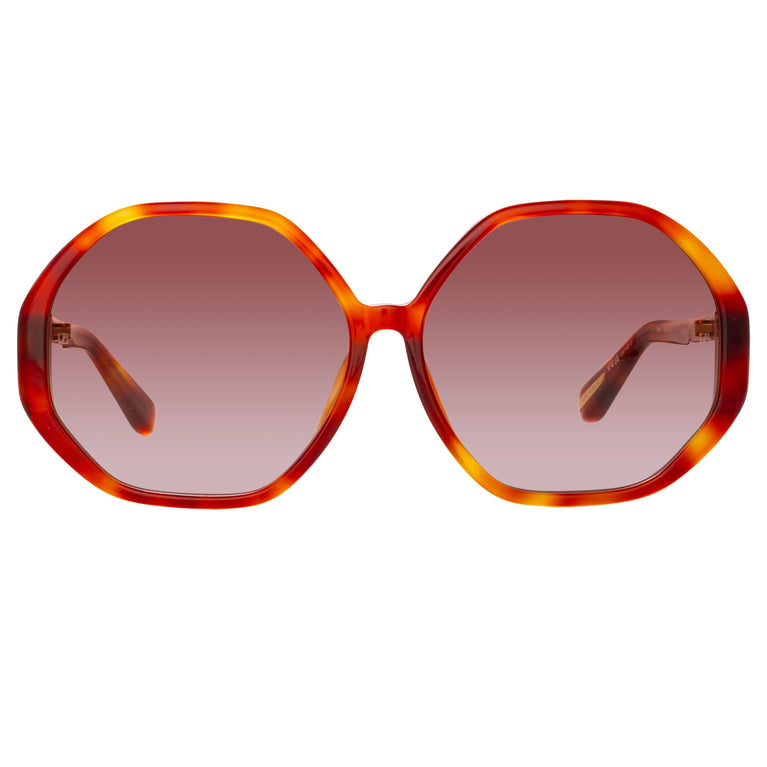Linda Farrow Paloma Hexagon Sunglasses in Amber C3 61