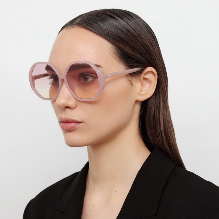 Linda Farrow Paloma Hexagon Sunglasses in Lilac C8 61