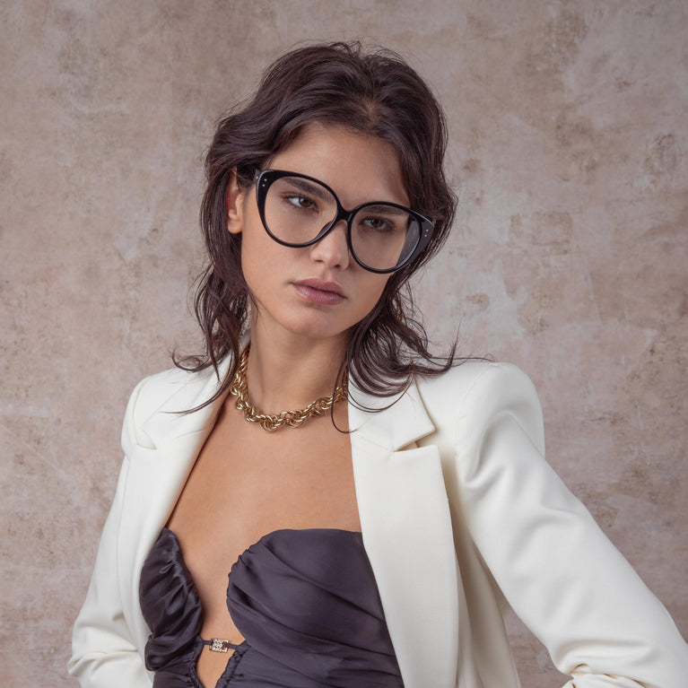 Linda Farrow Katia Cat Eye Optical Frame in Black C1 60