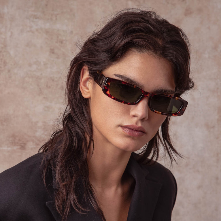Linda Farrow Talita Rectangular Sunglasses in Tortoiseshell C2 59