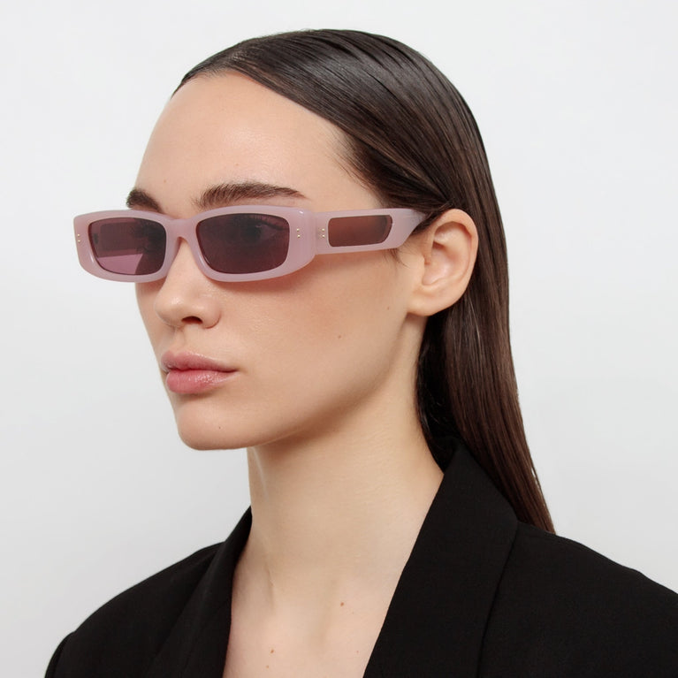 Linda Farrow Talita Rectangular Sunglasses in Lilac C5 59