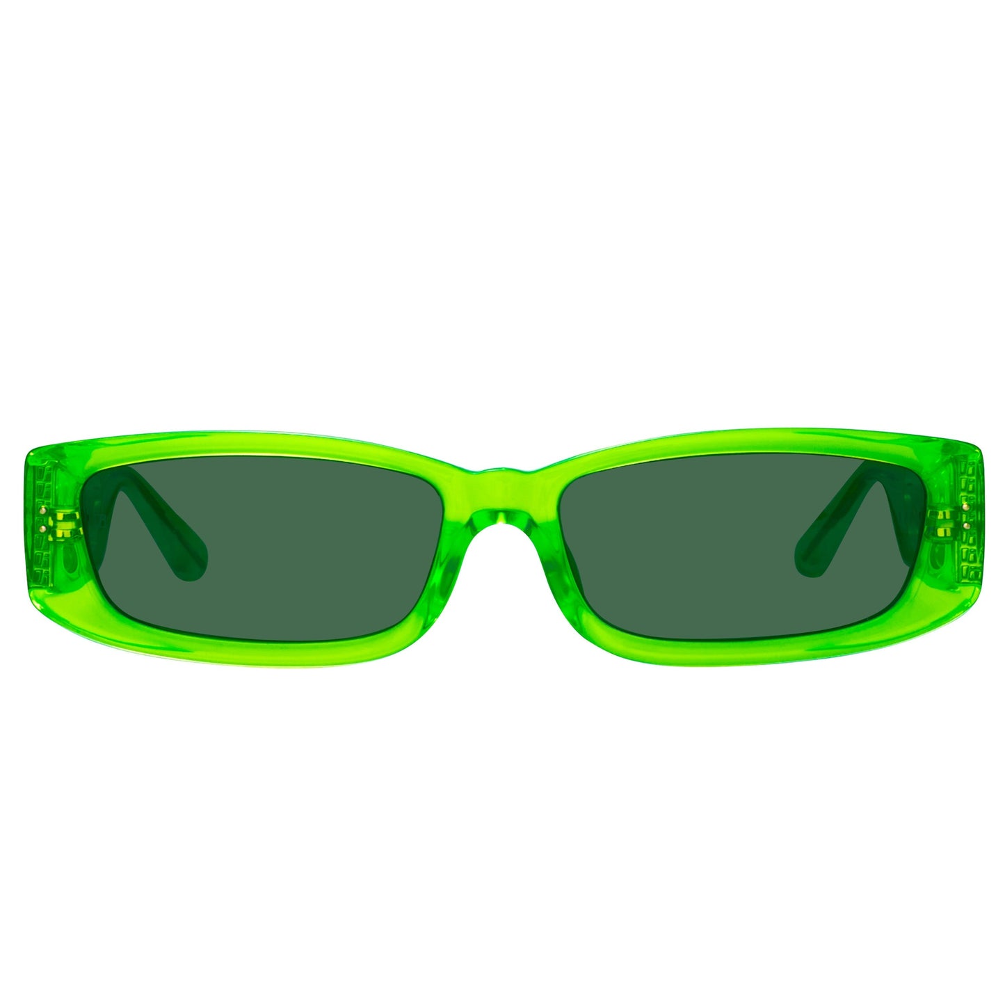 Linda Farrow Talita Rectangular Sunglasses in Neon Lime C8 59