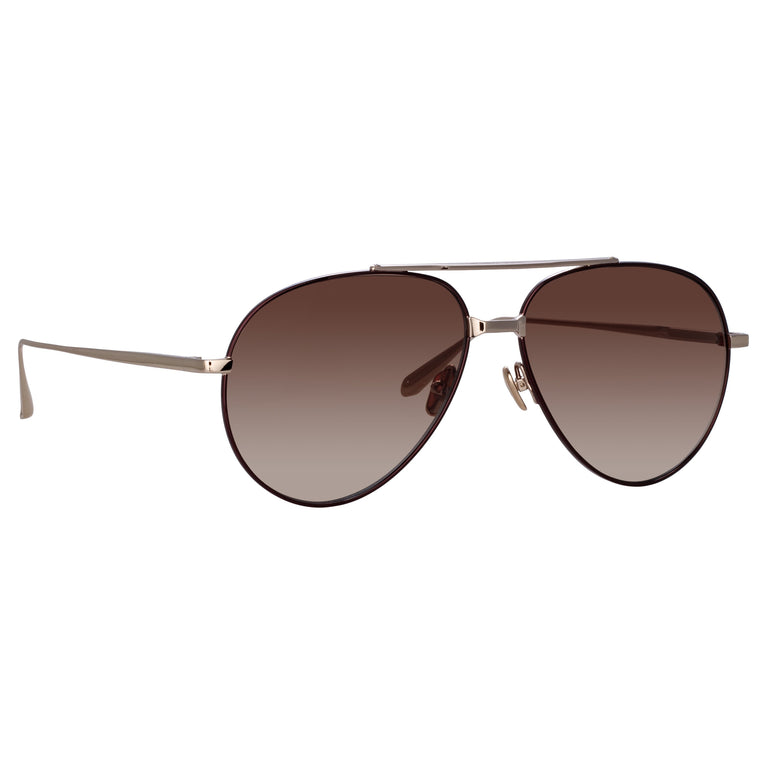Linda Farrow Marcelo Aviator Sunglasses in Brown C2 61