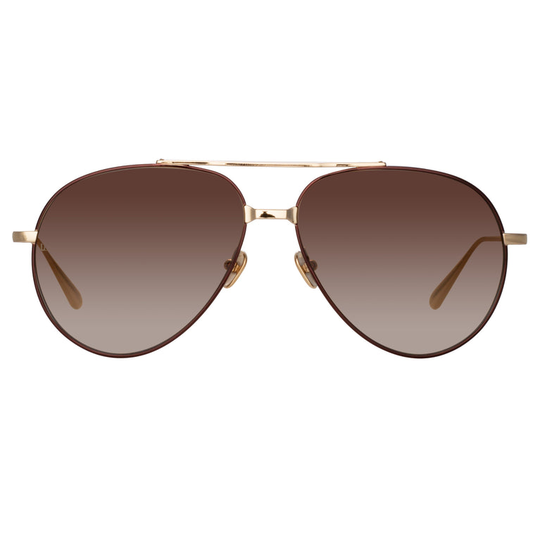 Linda Farrow Marcelo Aviator Sunglasses in Brown C2 61