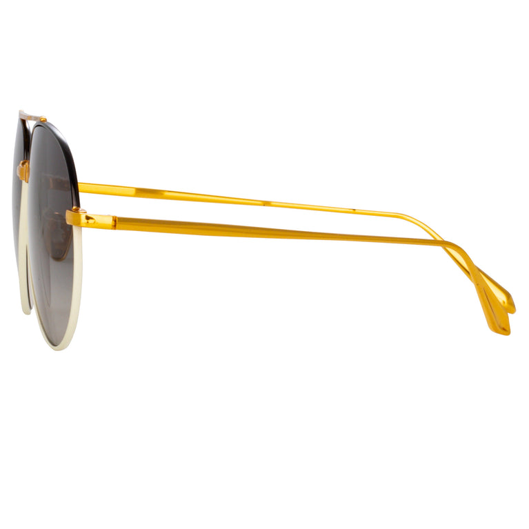 Linda Farrow Men's Marcelo Aviator Sunglasses in Black and Cream C3