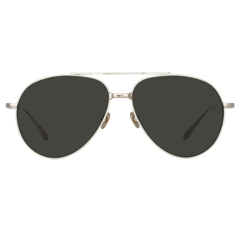 Linda Farrow Men's Marcelo Aviator Sunglasses in White C6