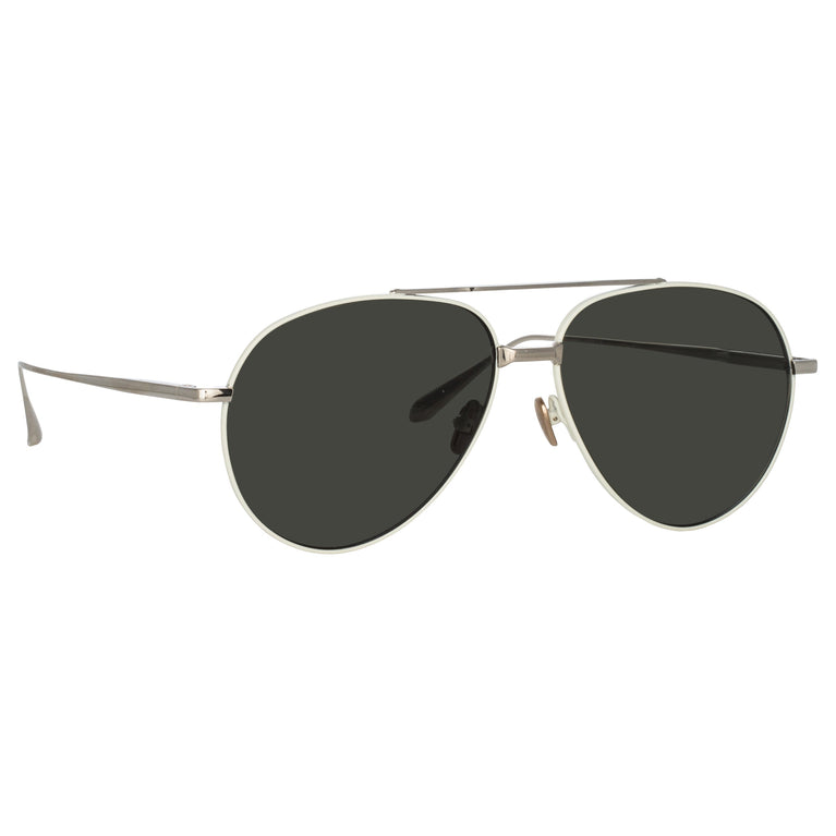 Linda Farrow Men's Marcelo Aviator Sunglasses in White C6