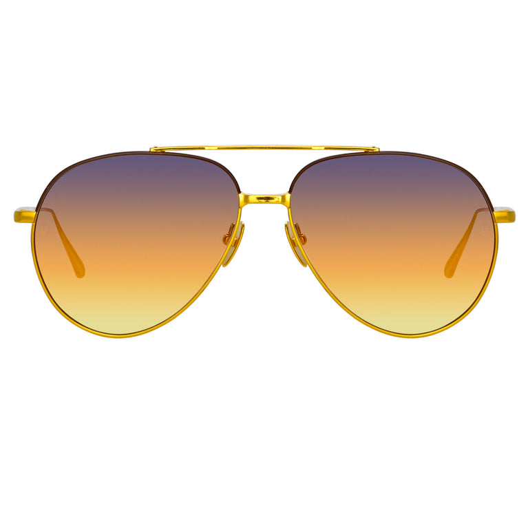 Linda Farrow Marcelo Aviator Sunglasses in Yellow Gold C7 61