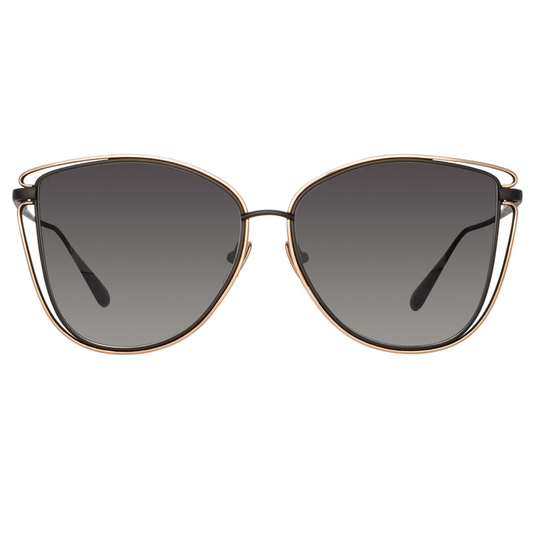 Linda Farrow Dinah Cat Eye Sunglasses in Matt Nickel C1 59