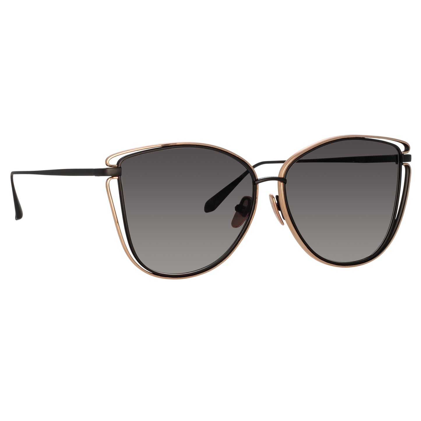 Linda Farrow Dinah Cat Eye Sunglasses in Matt Nickel C1 59
