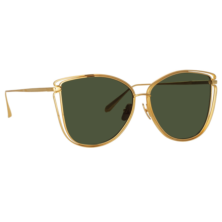 Linda Farrow Dinah Cat Eye Sunglasses in Yellow Gold C3 59