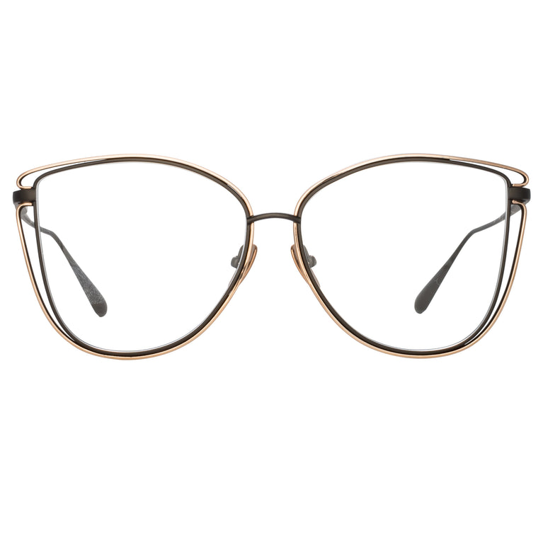 Linda Farrow Dinah Cat Eye Optical Frame in Matt Nickel C4 59