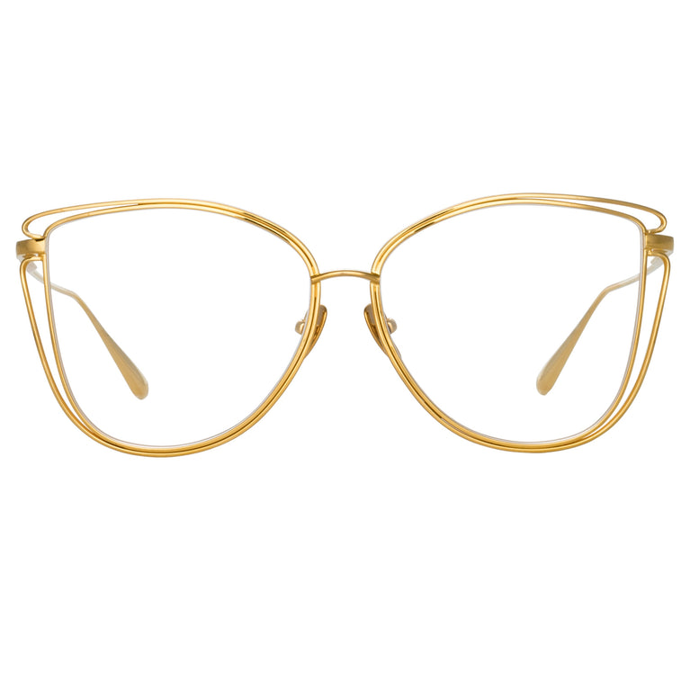 Linda Farrow Dinah Cat Eye Optical Frame in Yellow Gold C5 59