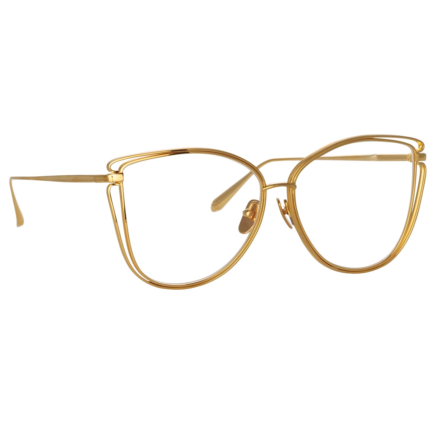 Linda Farrow Dinah Cat Eye Optical Frame in Yellow Gold C5 59