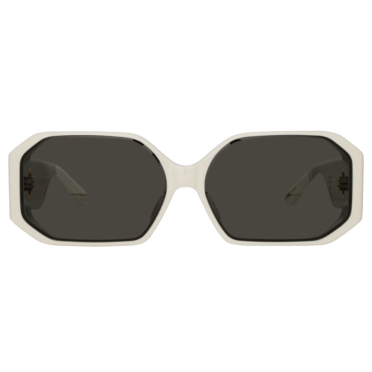 Linda Farrow Bailey Angular Sunglasses in White C2 62