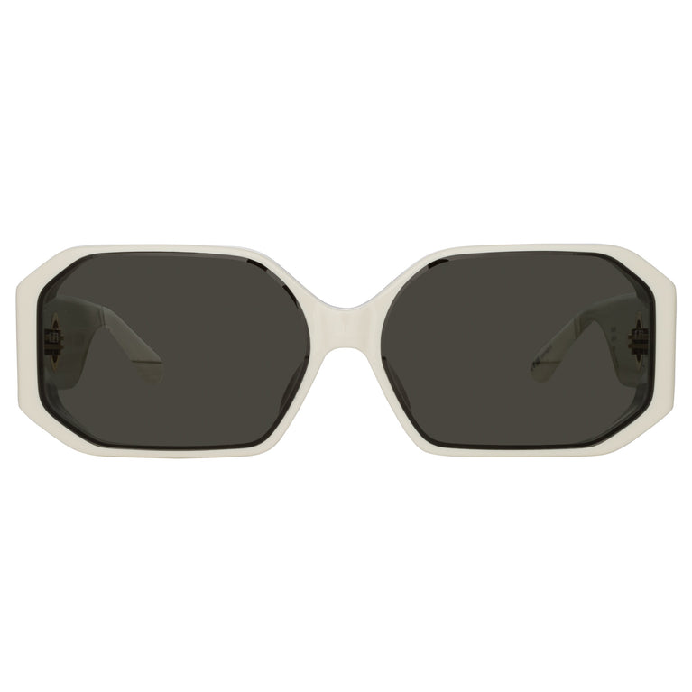 Linda Farrow Bailey Angular Sunglasses in White C2 62