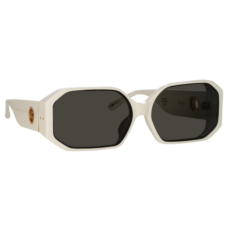 Linda Farrow Bailey Angular Sunglasses in White C2 62