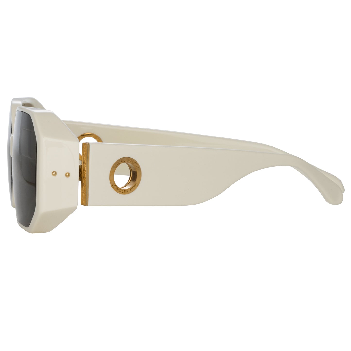Linda Farrow Bailey Angular Sunglasses in White C2 62