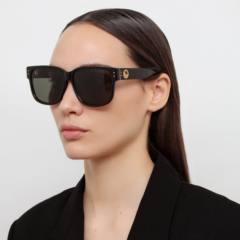 Linda Farrow Men's Perry D-Frame Sunglasses in Black C1 61