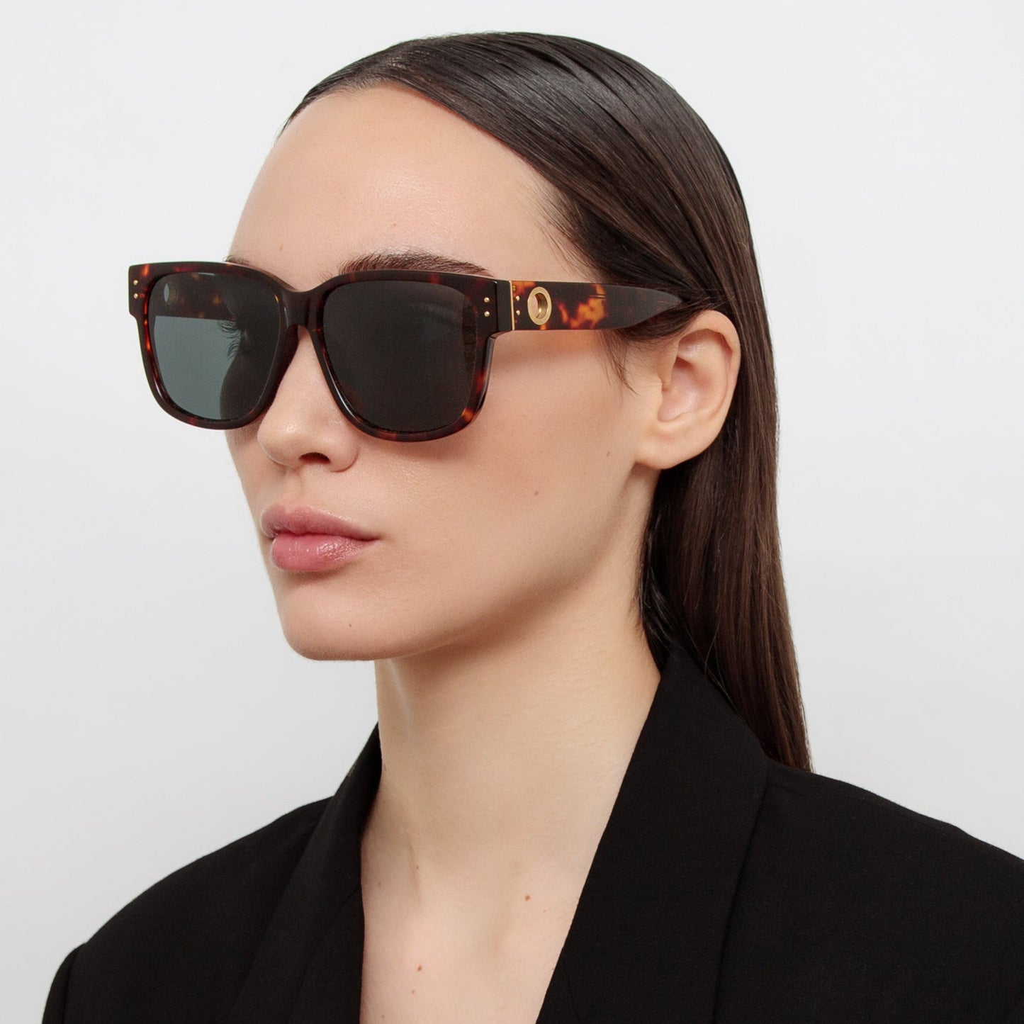 Linda Farrow Perry D-Frame Sunglasses in Tortoiseshell C2 61