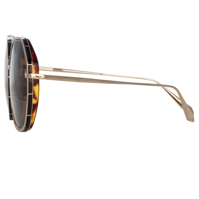 Linda Farrow Rowe Oversize Sunglasses in Light Gold C2