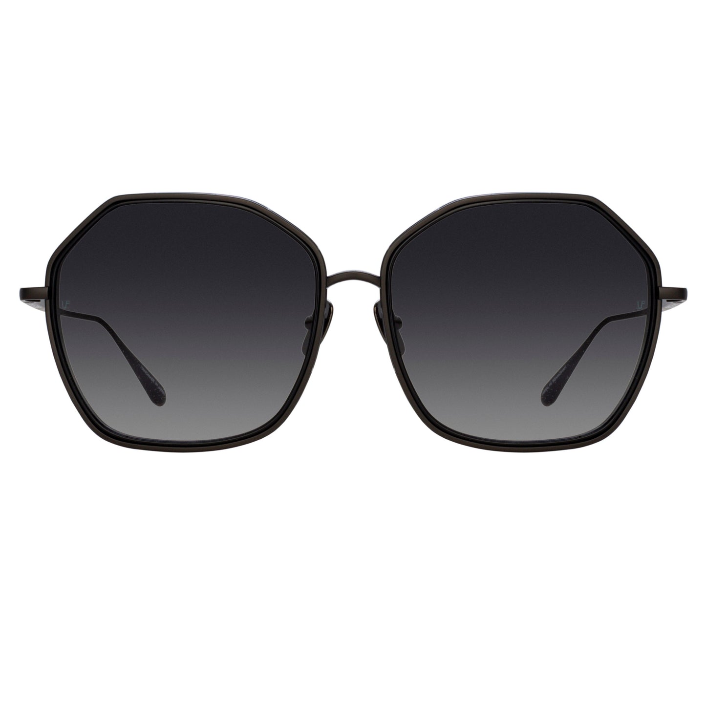 Linda Farrow Rowe Oversize Sunglasses in Matt Nickel C3 65