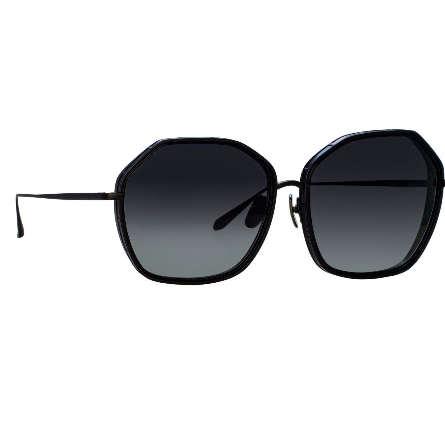 Linda Farrow Rowe Oversize Sunglasses in Matt Nickel C3 65