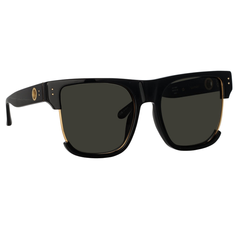Linda Farrow Lomas D-Frame Sunglasses in Black C1 58