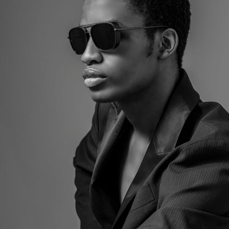 Linda Farrow Jarvis Aviator Sunglasses in Black and Nickel C2 56