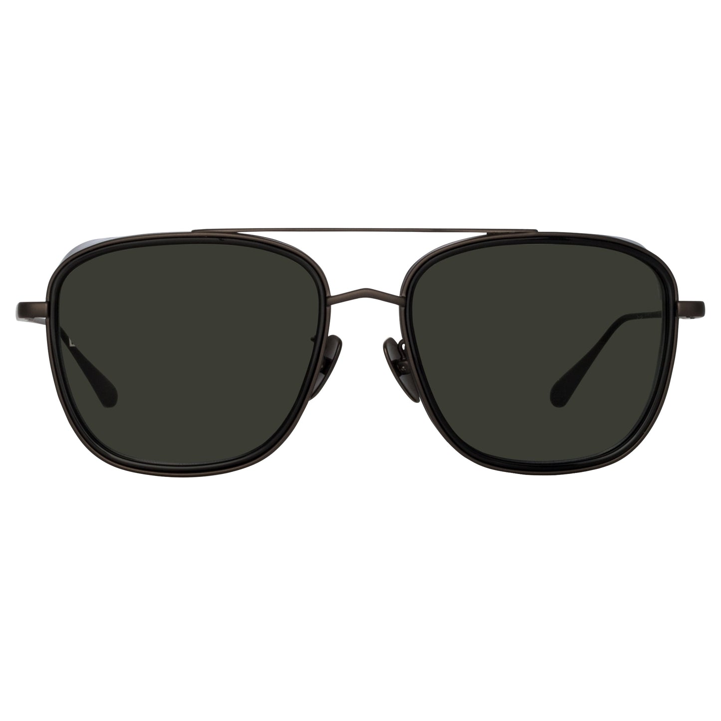 Linda Farrow Jarvis Aviator Sunglasses in Black and Nickel C2 56