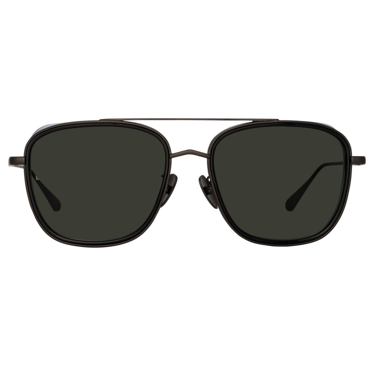 Linda Farrow Jarvis Aviator Sunglasses in Black and Nickel C2 56