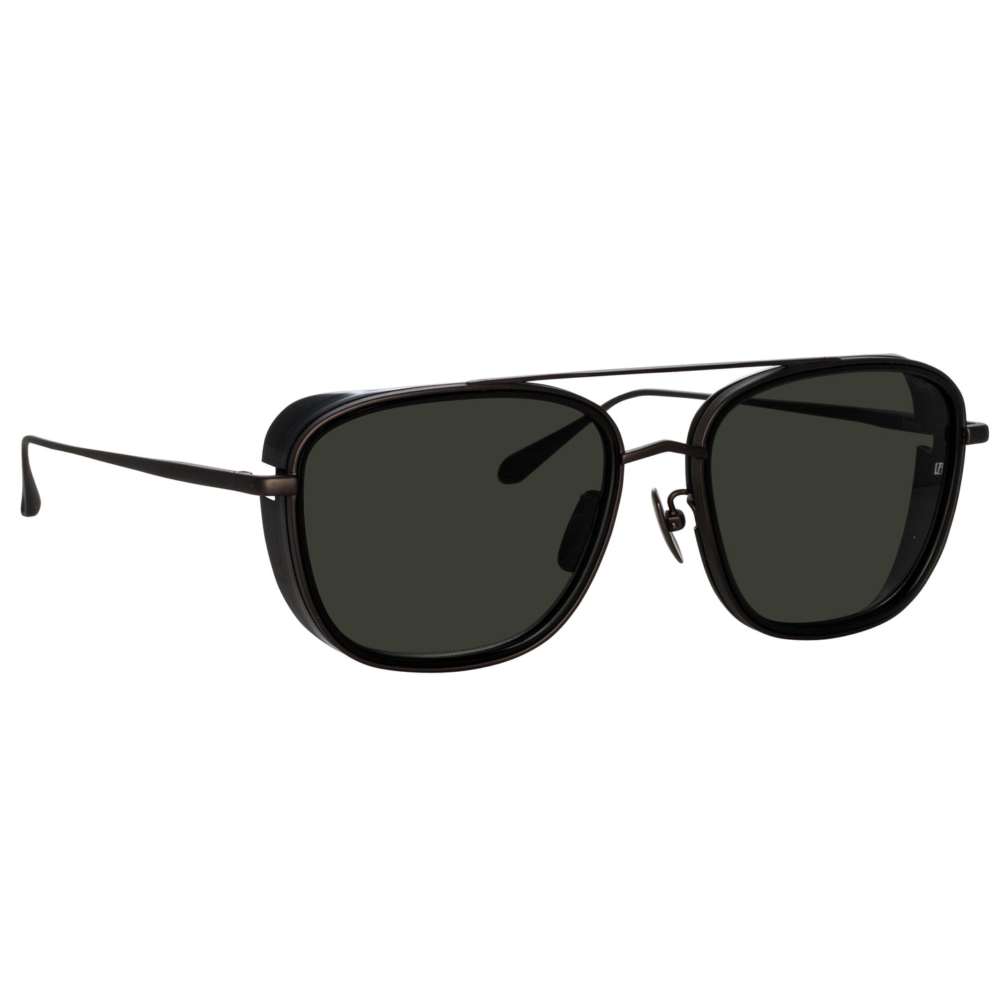Linda Farrow Jarvis Aviator Sunglasses in Black and Nickel C2 56