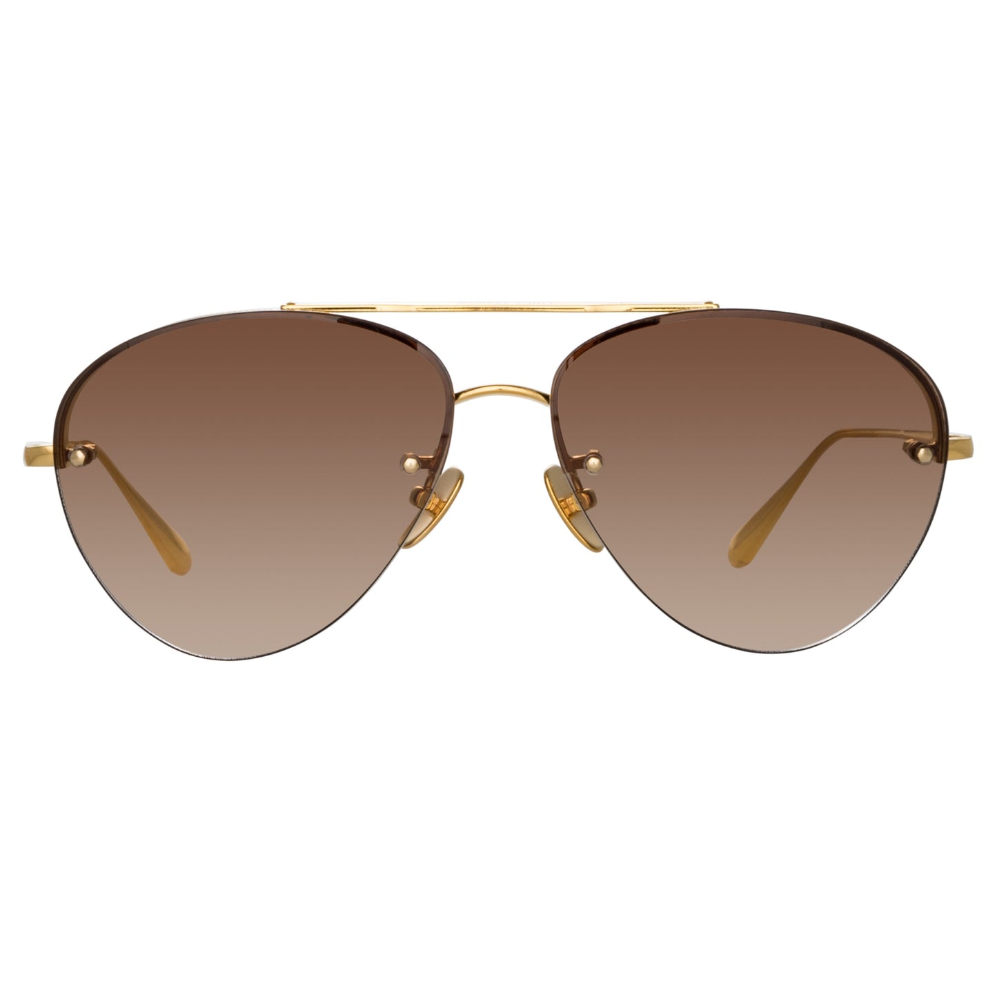 Linda Farrow Edano Aviator Sunglasses in Yellow Gold C1 60