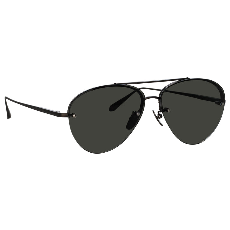 Linda Farrow Edano Aviator Sunglasses in Matt Nickel C2 60