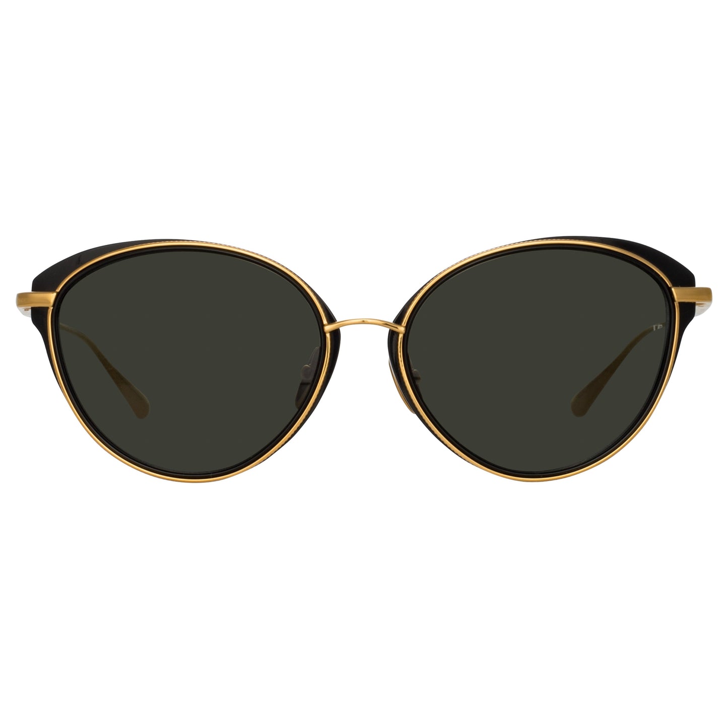 Linda Farrow Song Cat Eye Sunglasses in Yellow Gold and Black C1 59