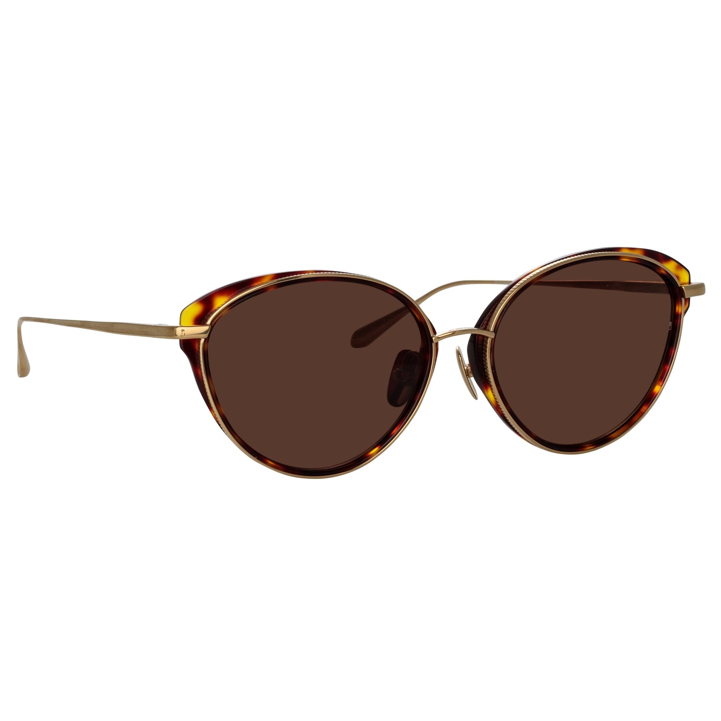 Linda Farrow Song Cat Eye Sunglasses in Light Gold and Tortoiseshell C2 59